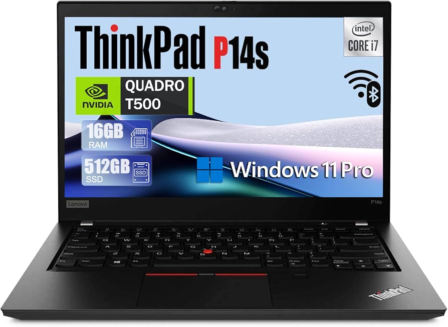 Lenovo Thinkpad P14s Gen 2 Intel core i7 11th Gen 14"FHD Display Nvidia T500 GPU Workstation Laptop Windows 11 with Ms Office 2021 (Renewed)